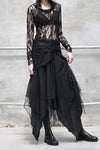 Marc Le Bihan lace embroidered skirt 2596 series plant dyeing France MLB-2596-HEILS black lace embroidery